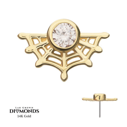 Invictus 14Kt Yellow Gold Threadless Spiderweb Top with Bezel Lab-Grown Diamond