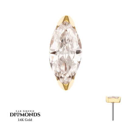 Invictus 14Kt Yellow Gold Threadless 2-Prong Marquise Lab-Grown Diamond Top