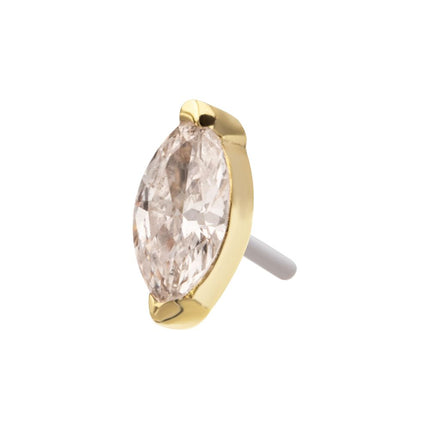 Invictus 14Kt Yellow Gold Threadless 2-Prong Marquise Lab-Grown Diamond Top