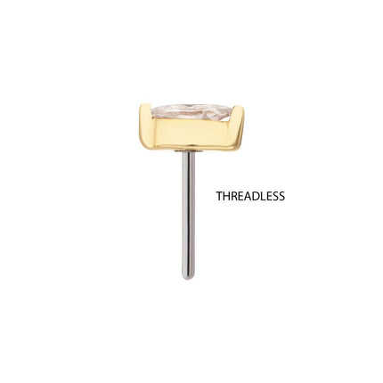 Invictus 14Kt Yellow Gold Threadless 2-Prong Marquise Lab-Grown Diamond Top
