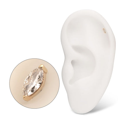 Invictus 14Kt Yellow Gold Threadless 2-Prong Marquise Lab-Grown Diamond Top