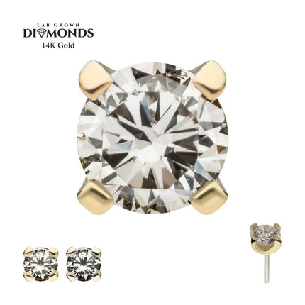 Invictus 14Kt Gold Threadless Top with 4-Prong Round Lab-Grown Diamond