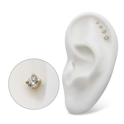 Invictus 14Kt Gold Threadless Top with 4-Prong Round Lab-Grown Diamond