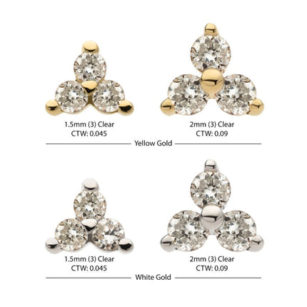 Invictus 14Kt Gold Threadless Pronged Round Lab-Grown Diamonds Trinity Top