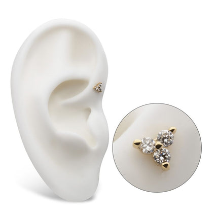 Invictus 14Kt Gold Threadless Pronged Round Lab-Grown Diamonds Trinity Top
