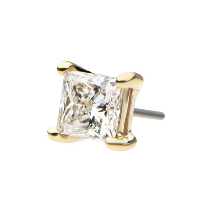 Invictus 14Kt Gold 4 Prong Setting Princess Cut Clear Lab-Grown Diamond Threadless Top