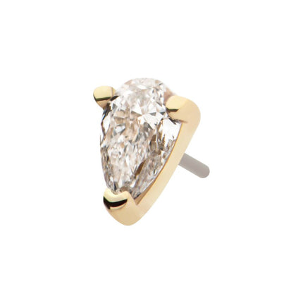 Invictus 14Kt Yellow Gold 3 Prong Setting Pear Clear Lab-Grown Diamond Threadless Top