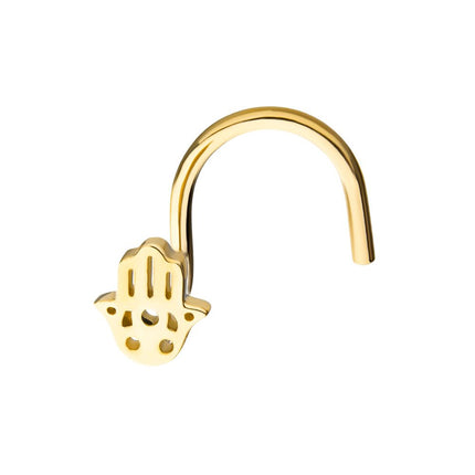 Invictus 14kt Yellow Gold Hamsa Hand Nose Screw