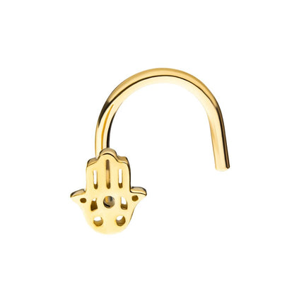 Invictus 14kt Yellow Gold Hamsa Hand Nose Screw