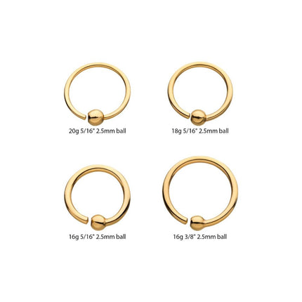 Invictus 14Kt Yellow Gold Captive Bead Ring with Attached Ball