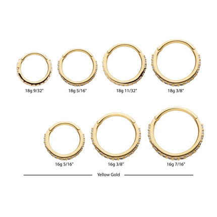 Invictus 14Kt Gold Prong Set 1mm Eternity Round Gem Side Facing Hinged Segment Clicker