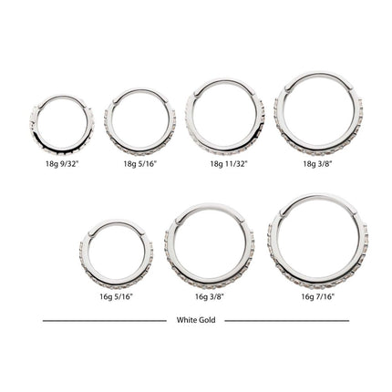 Invictus 14Kt Gold Prong Set 1mm Eternity Round Gem Side Facing Hinged Segment Clicker