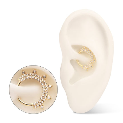 Invictus 14Kt Yellow Gold Double Row Pave Gem with Spike Front Facing Hinged Segment Clicker