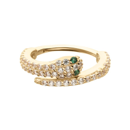 Invictus 14Kt Yellow Gold Pave Gem with Emerald-Eye Snake Side Facing Hinged Segment Clicker