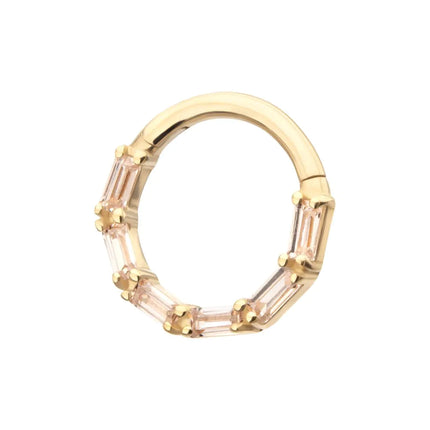 Invictus 14Kt Yellow Gold 6-Cluster Baguette Prong Gem Front Facing Hinged Segment Clicker