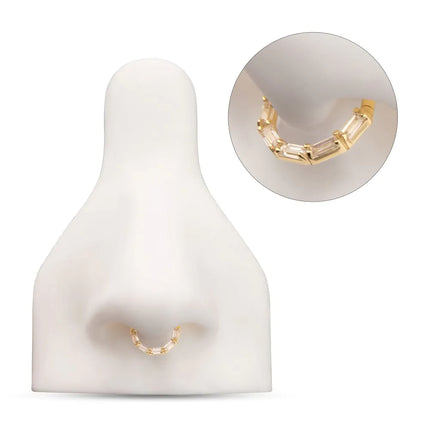 Invictus 14Kt Yellow Gold 6-Cluster Baguette Prong Gem Front Facing Hinged Segment Clicker