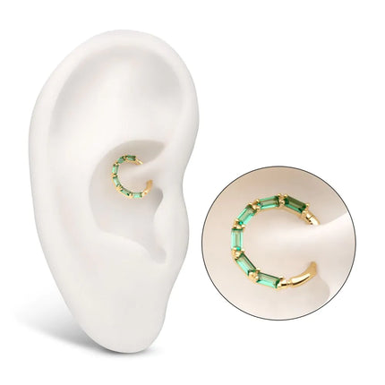 Invictus 14Kt Yellow Gold 6-Cluster Baguette Prong Gem Front Facing Hinged Segment Clicker