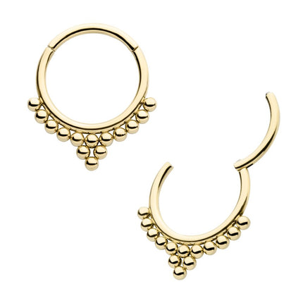 Invictus 14Kt Yellow Gold 14 Bead Cluster Front Facing Hinged Segment Clicker