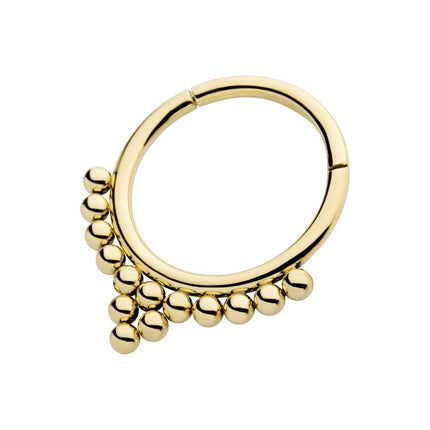 Invictus 14Kt Yellow Gold 14 Bead Cluster Front Facing Hinged Segment Clicker