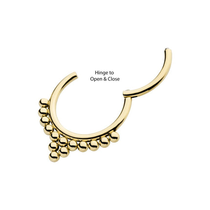 Invictus 14Kt Yellow Gold 14 Bead Cluster Front Facing Hinged Segment Clicker