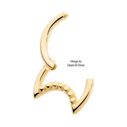 Invictus 14Kt Yellow Gold 7 Bead Cluster Crescent Moon Shape Front Facing Hinged Segment Clicker