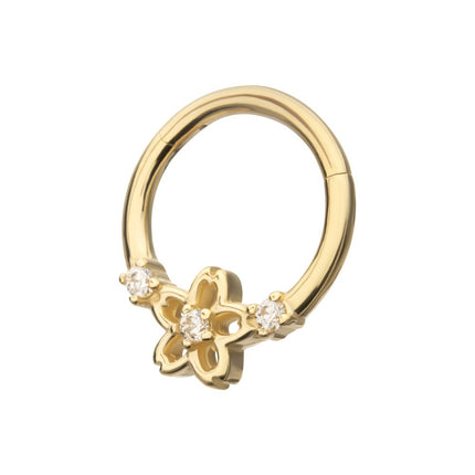 Invictus 14Kt Yellow Gold Prong Set Gem Cherry Blossom Flower Front Facing Hinged Segment Clicker
