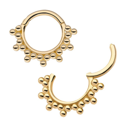 Invictus 14Kt Yellow Gold 7-Cluster Tri Beads Front Facing Hinged Segment Clicker