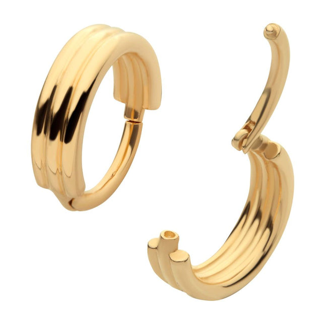 Invictus 14Kt Yellow Gold with Triple Stack Design Side Facing Hinged Segment Clicker