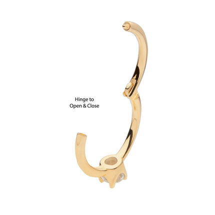 Invictus 14Kt Yellow Gold with Prong Set Single Clear CZ Side Facing Hinged Segment Clicker