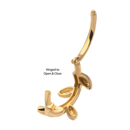 Invictus 14Kt Yellow Gold with Curvy Leaf Design Side Facing Hinged Segment Clicker