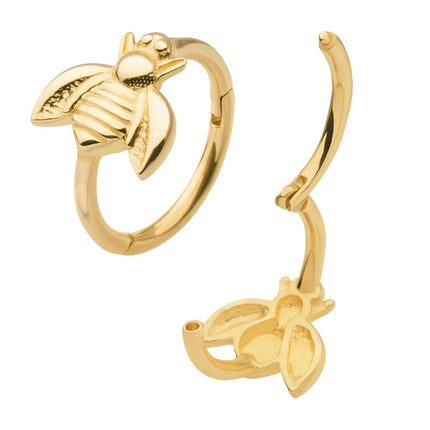 Invictus 14Kt Yellow Gold with Bee Design Side Facing Hinged Segment Clicker