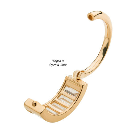 Invictus 14Kt Gold with 6 Baguette Clear CZ Side Facing Hinged Segment Clicker