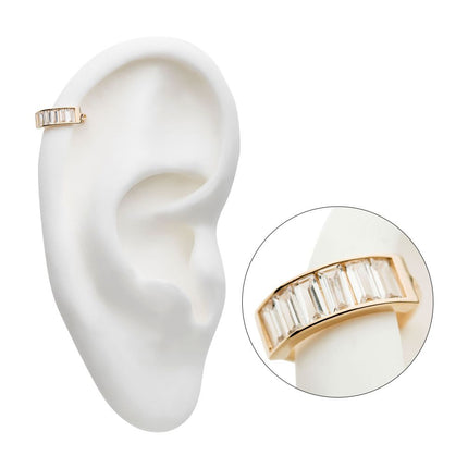 Invictus 14Kt Gold with 6 Baguette Clear CZ Side Facing Hinged Segment Clicker