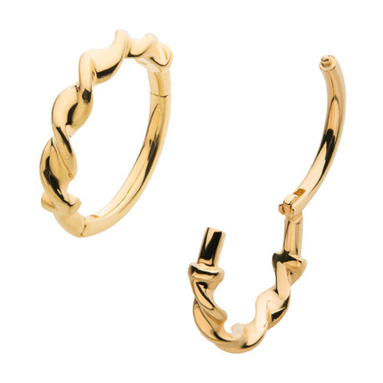 Invictus 14Kt Yellow Gold Twisted Style Side Facing Hinged Segment Clicker