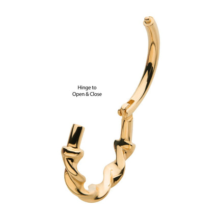 Invictus 14Kt Yellow Gold Twisted Style Side Facing Hinged Segment Clicker
