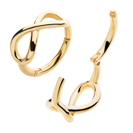 Invictus 14Kt Yellow Gold with Infinity Symbol Side Facing Hinged Segment Clicker