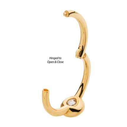 Invictus 14Kt Yellow Gold with Bezel Set Clear CZ Side Facing Hinged Segment Clicker