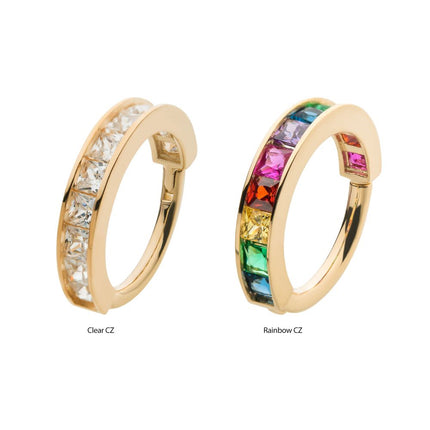 Invictus 14Kt Yellow Gold with Princess Gem Side Facing Hinged Segment Clicker