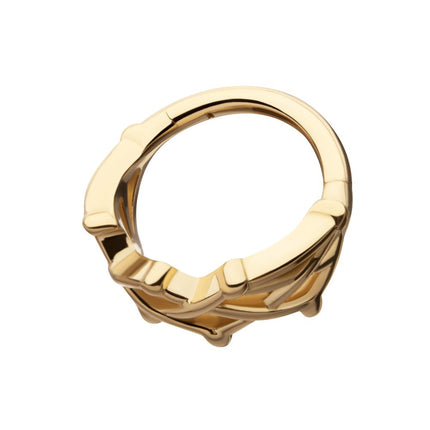 Invictus 14Kt Yellow Gold Woven Crown of Thorns Side Facing Hinged Segment Clicker