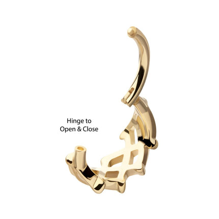 Invictus 14Kt Yellow Gold Woven Crown of Thorns Side Facing Hinged Segment Clicker