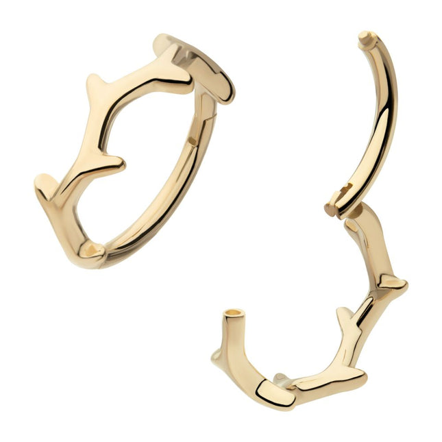 Invictus 14Kt Yellow Gold Thorn Hoop Side Facing Hinged Segment Clicker