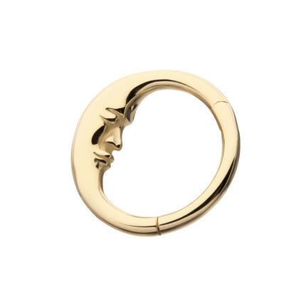Invictus 14Kt Yellow Gold Moon Face Side Facing Hinged Segment Clicker
