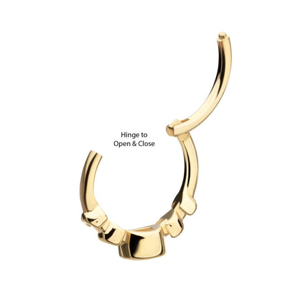 Invictus 14Kt Yellow Gold Bezel Set 3mm Round Gem/Opal Moon Phase Side Facing Hinged Segment Clicker