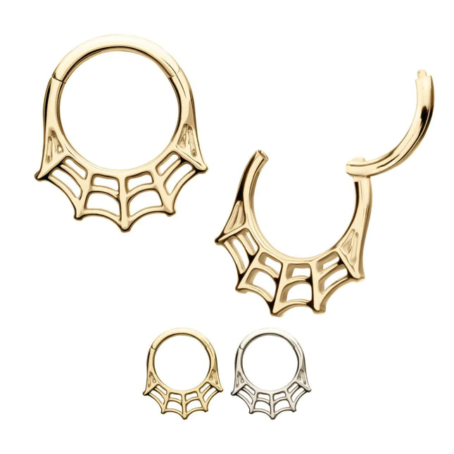 Invictus 14Kt Gold Spiderweb Front Facing Hinged Segment Clicker