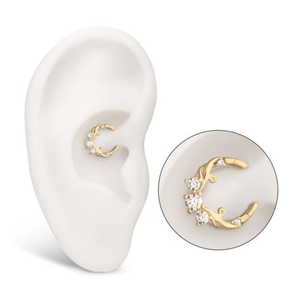 Invictus 14Kt Yellow Gold Double Swirled Vine with Prong Set Front Facing Hinged Segment Clicker