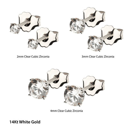 Invictus 14Kt Gold Prong Set 2mm Solitaire Birthstone Stud Earrings