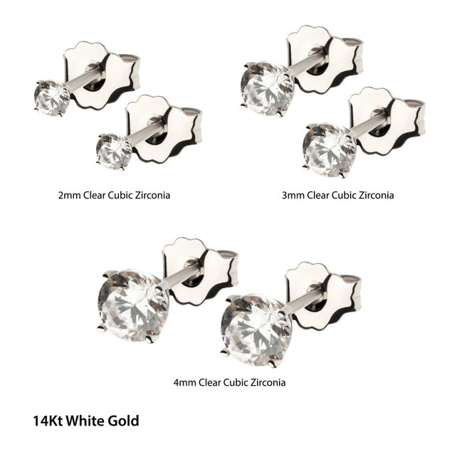 Invictus 14Kt Gold Prong Set 2mm Solitaire Birthstone Stud Earrings