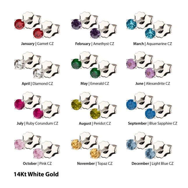 Invictus 14Kt Gold Prong Set 3mm Solitaire Birthstone Stud Earrings