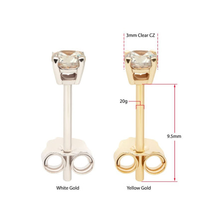 Invictus 14Kt Gold Prong Set 3mm Solitaire Birthstone Stud Earrings