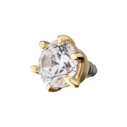 Invictus 14Kt Yellow Gold Internally Threaded 6-Prong Round Gem Top Dermal